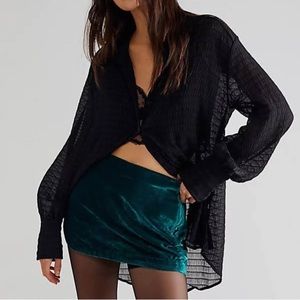 Free People Black and Green Mini Skirt